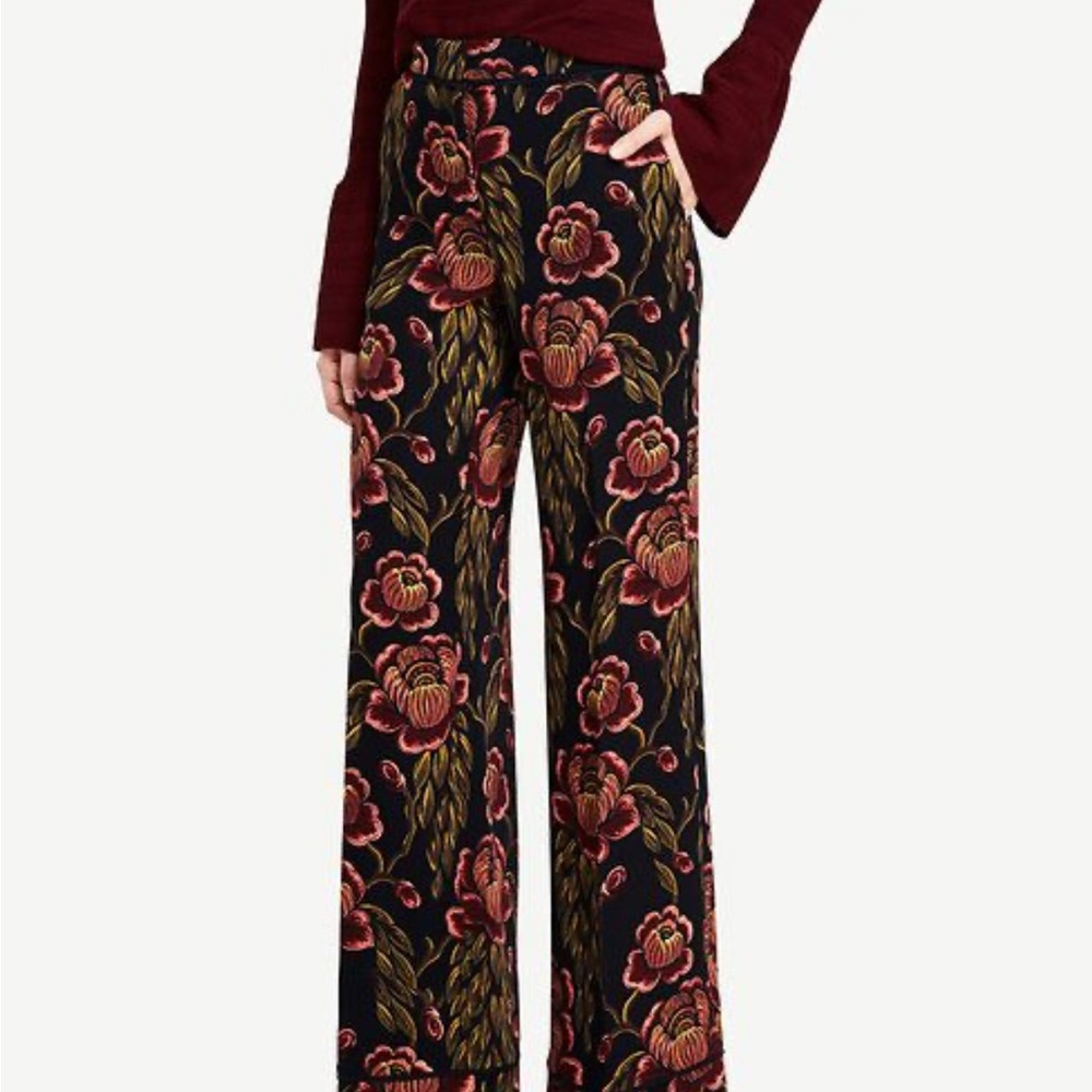 Ann Taylor Floral Wide-Leg Pants size 0